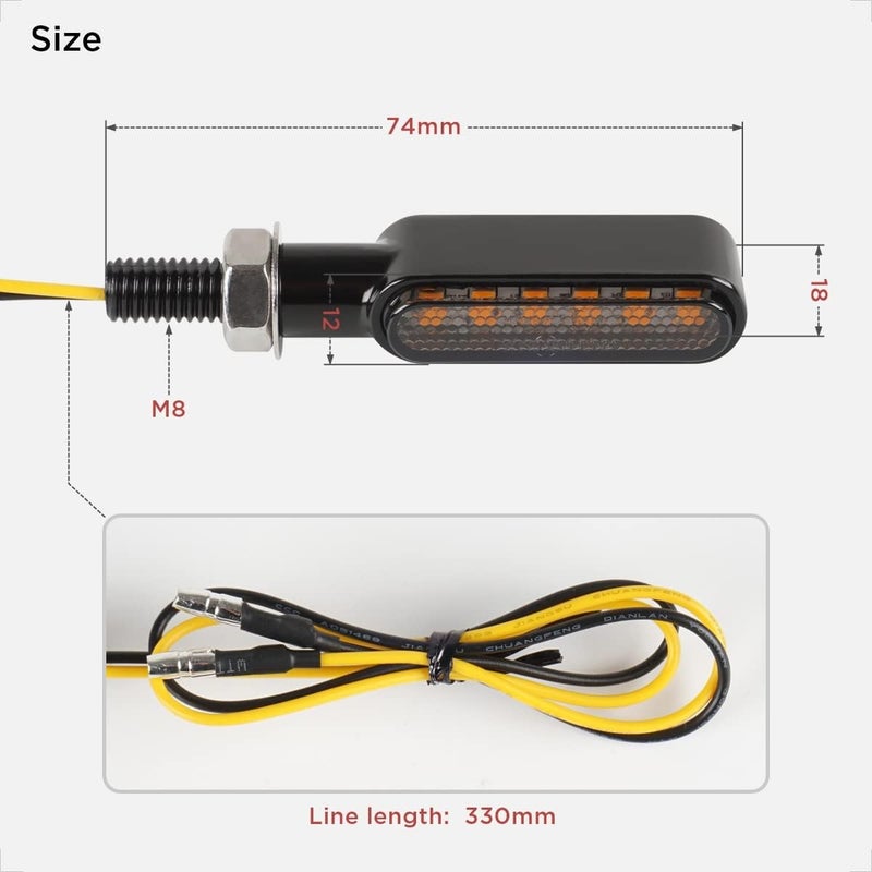 evermotor 2PCS Mini LED Motorcycle Turn Signal Lights, 12V Super Bright Waterproof Universal Blinkers Indicators Compatible with Harley Sportster Honda Yamaha Suzuki Kawasaki Motorcycle Blinkers - Image 3